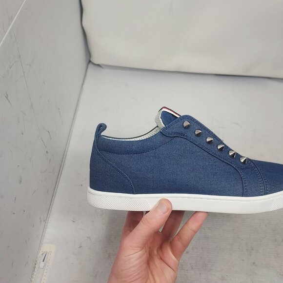 Christian Louboutin WOMENS Fique A Vontade FAV Denim Blue Low Top Sneaker - Picture 3 of 10